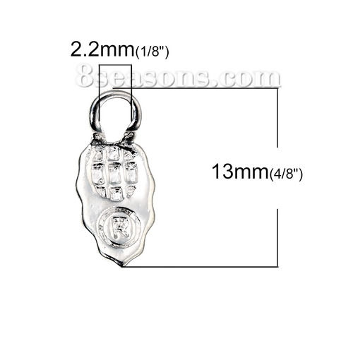 Picture of Brass Glue On Bails Leaf Silver Plated Message " R " Carved 13mm( 4/8") x 6mm( 2/8"), 5 PCs