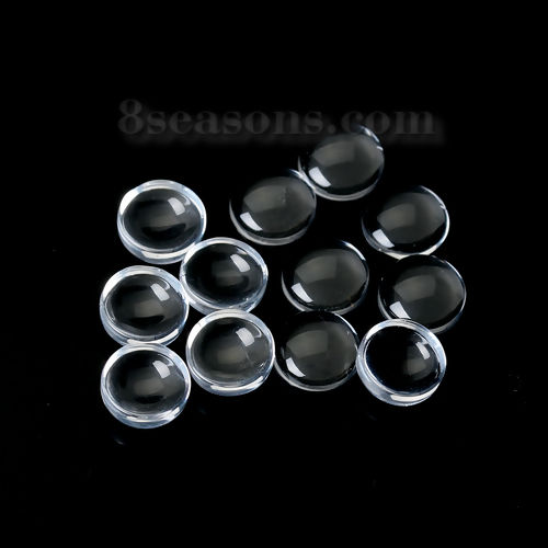 Picture of Transparent Glass Dome Seals Cabochon Round Flatback Clear 6mm( 2/8") Dia, 50 PCs