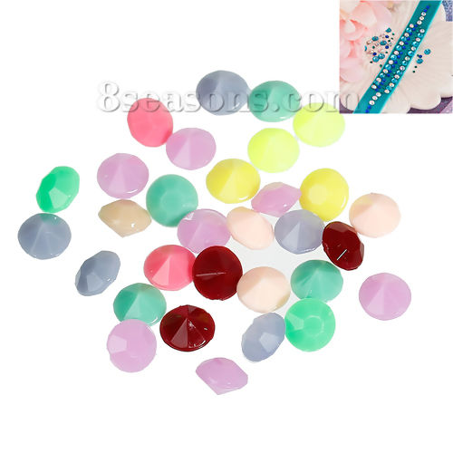 Picture of Acrylic Pointed Back Rhinestones Round At Random Mixed Faceted 6mm( 2/8") Dia., 500 PCs