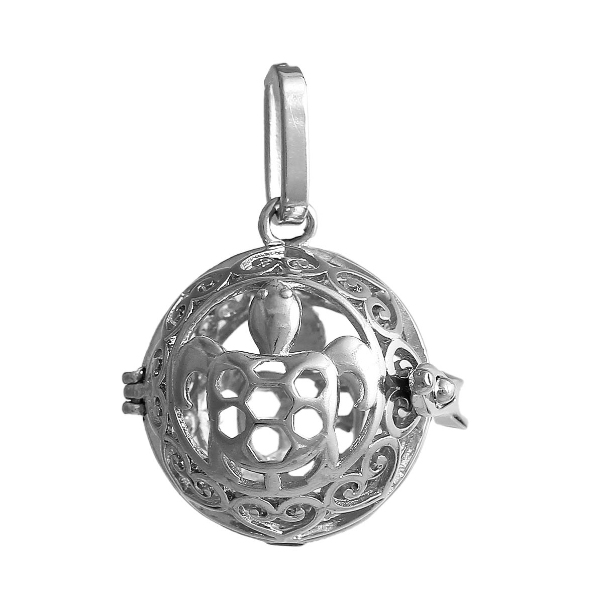 Picture of Copper Mexican Angel Caller Bola Harmony Ball Wish Box Pendants Round Wing Craved Hollow Can Open  