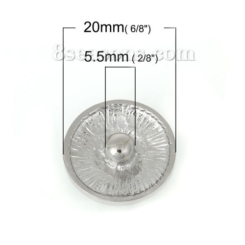 Picture of 20mm Zinc Based Alloy Snap Button Round Silver Tone Dark green & Pink Enamel Flower Carved AB Color Rhinestone Fit Snap Button Bracelets, Knob Size: 5.5mm( 2/8"), 1 Piece