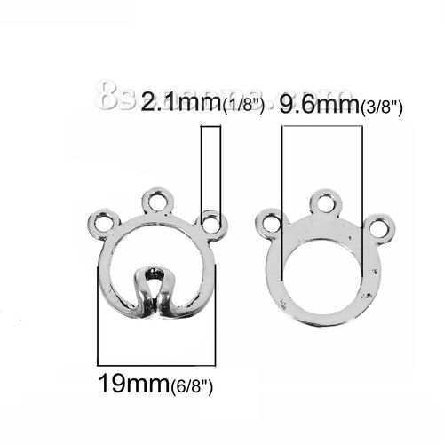 Imagen de Aleación Cierres Magnéticos Círculo Ronda Plata Antigua 3 Agujeros 19mm x18mm 18mm x18mm,10 Juegos