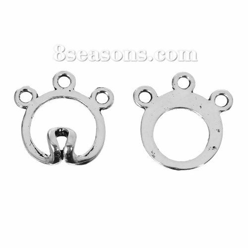 Imagen de Aleación Cierres Magnéticos Círculo Ronda Plata Antigua 3 Agujeros 19mm x18mm 18mm x18mm,10 Juegos