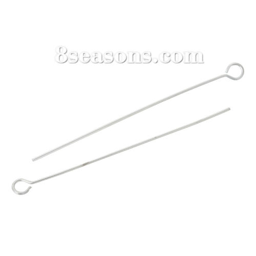 真鍮 ハンドメイド/DIY 基礎金具 9ピン 銀メッキ 35mmx0.5mm、 100 本 の画像