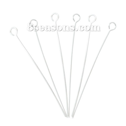 真鍮 ハンドメイド/DIY 基礎金具 9ピン 銀メッキ 35mmx0.5mm、 100 本 の画像