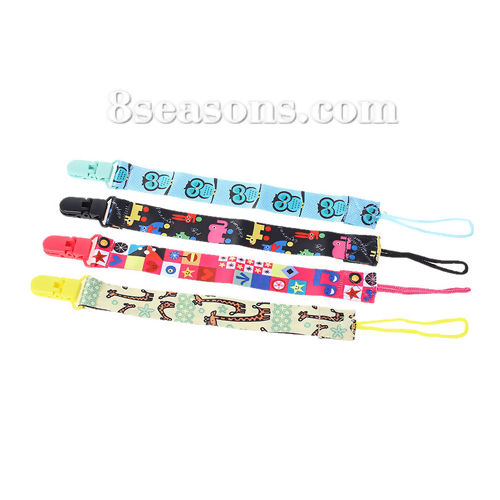 Imagen de ABS Algodón Cinta Niño Dummy Pinzas para chupetes Cadena Al Azar Dibujos Animados 32cm, 1 Unidad