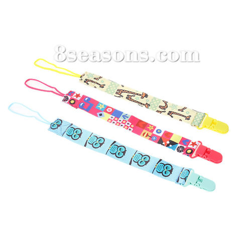 Imagen de ABS Algodón Cinta Niño Dummy Pinzas para chupetes Cadena Al Azar Dibujos Animados 32cm, 1 Unidad