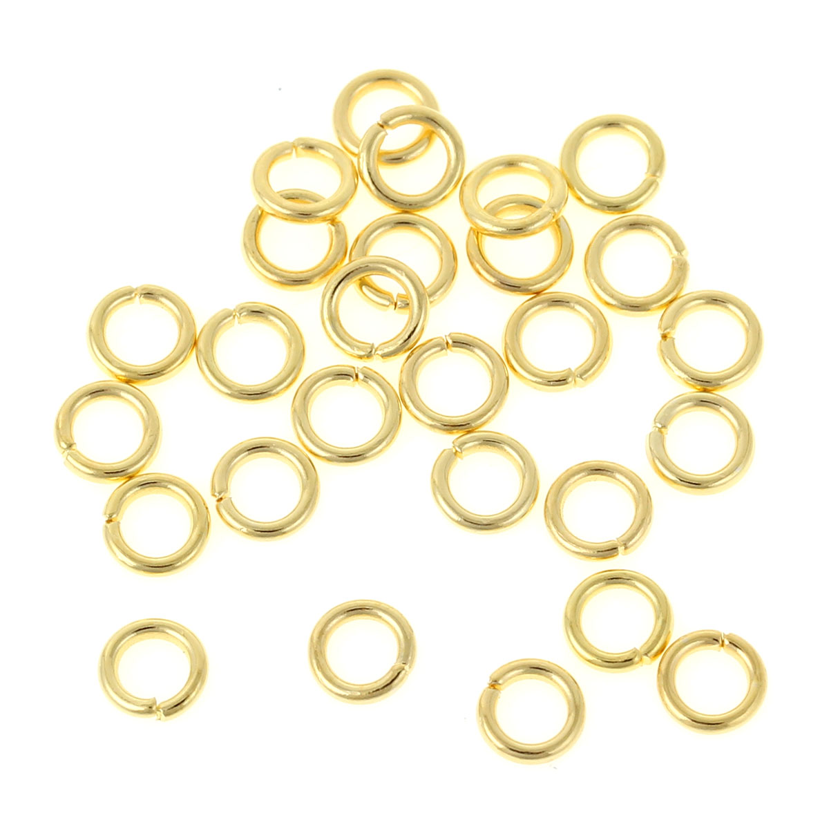 Picture of 1000 PCs 5mm Dia., 1mm(18 gauge) Iron Based Alloy Open Jump Rings Findings For Jewelry Making Gold Plated Round
