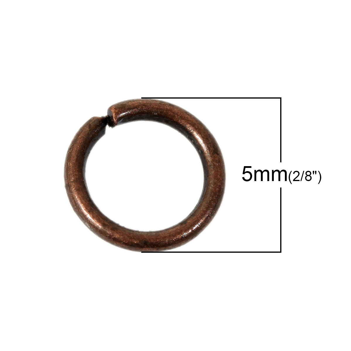 Picture of 1000 PCs 5mm Dia., 1mm(18 gauge) Iron Based Alloy Open Jump Rings Findings For Jewelry Making Antique Copper Round