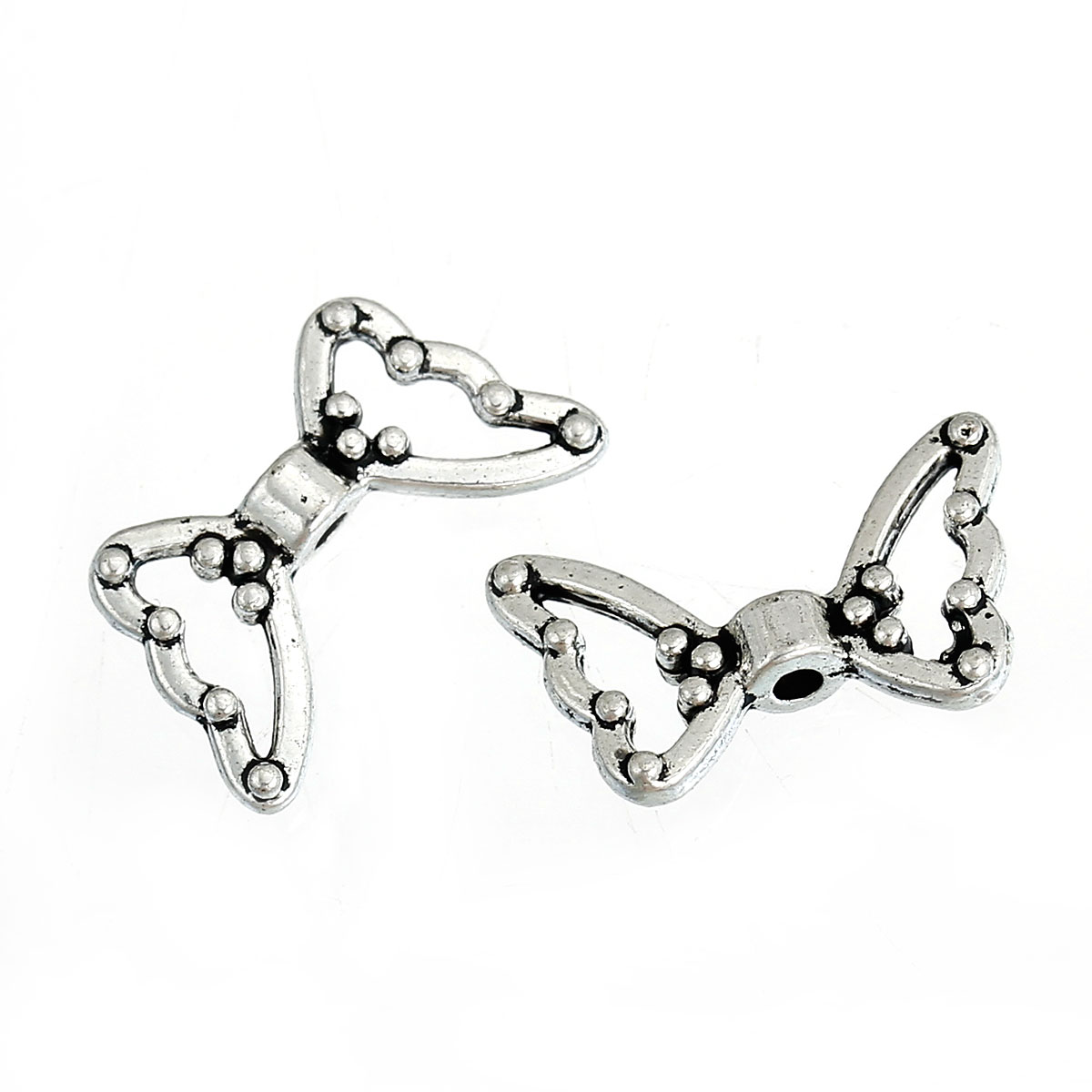 Picture of Zinc Based Alloy Beads Butterfly Antique Silver Color Hollow About 18mm x 11mm, Hole:Approx 1.4mm, 100 PCs