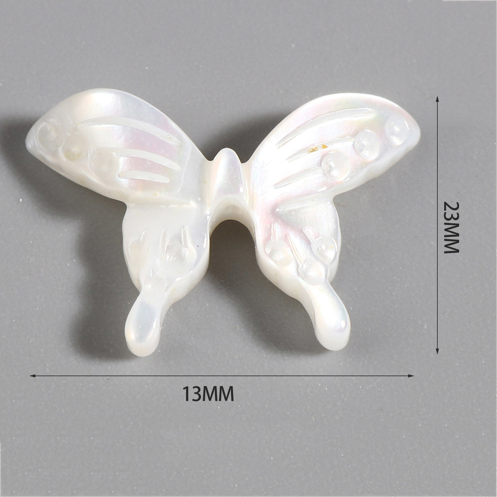 Picture of Insect Natural Shell Loose Beads Butterfly Animal White About 20mm x 14mm, Hole:Approx 0.7mm, 1 Piece