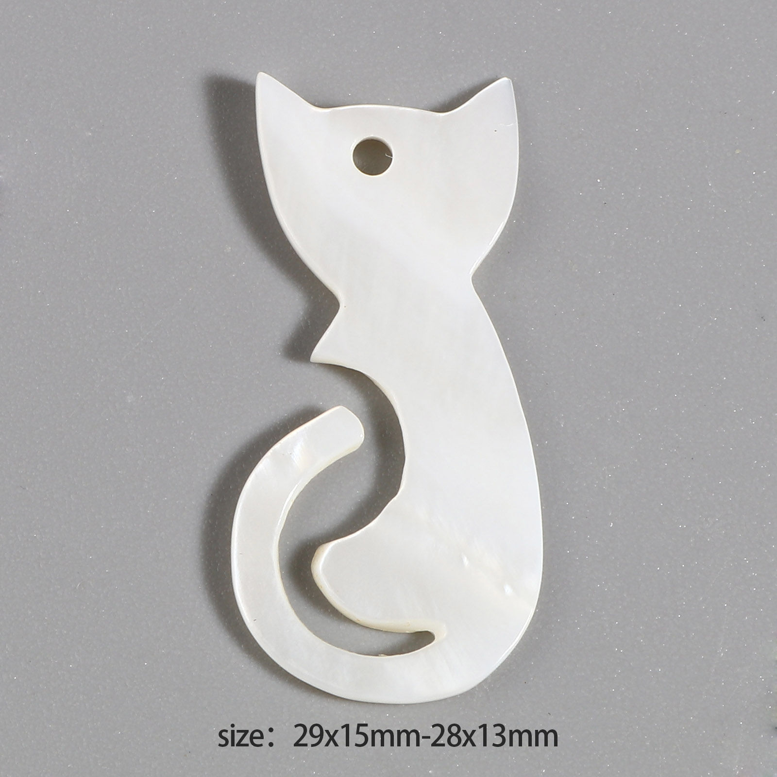 Bild von Natur Muschel Charms Katze Weiß 29mm x 15mm - 28mm x 13mm, 2 Stück