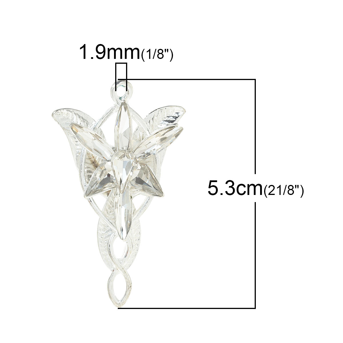 Image de Arwen Evenstar Pendentifs en Alliage de Zinc Argenté avec Strass Transparent 53mm x 31mm, 1 Pièce