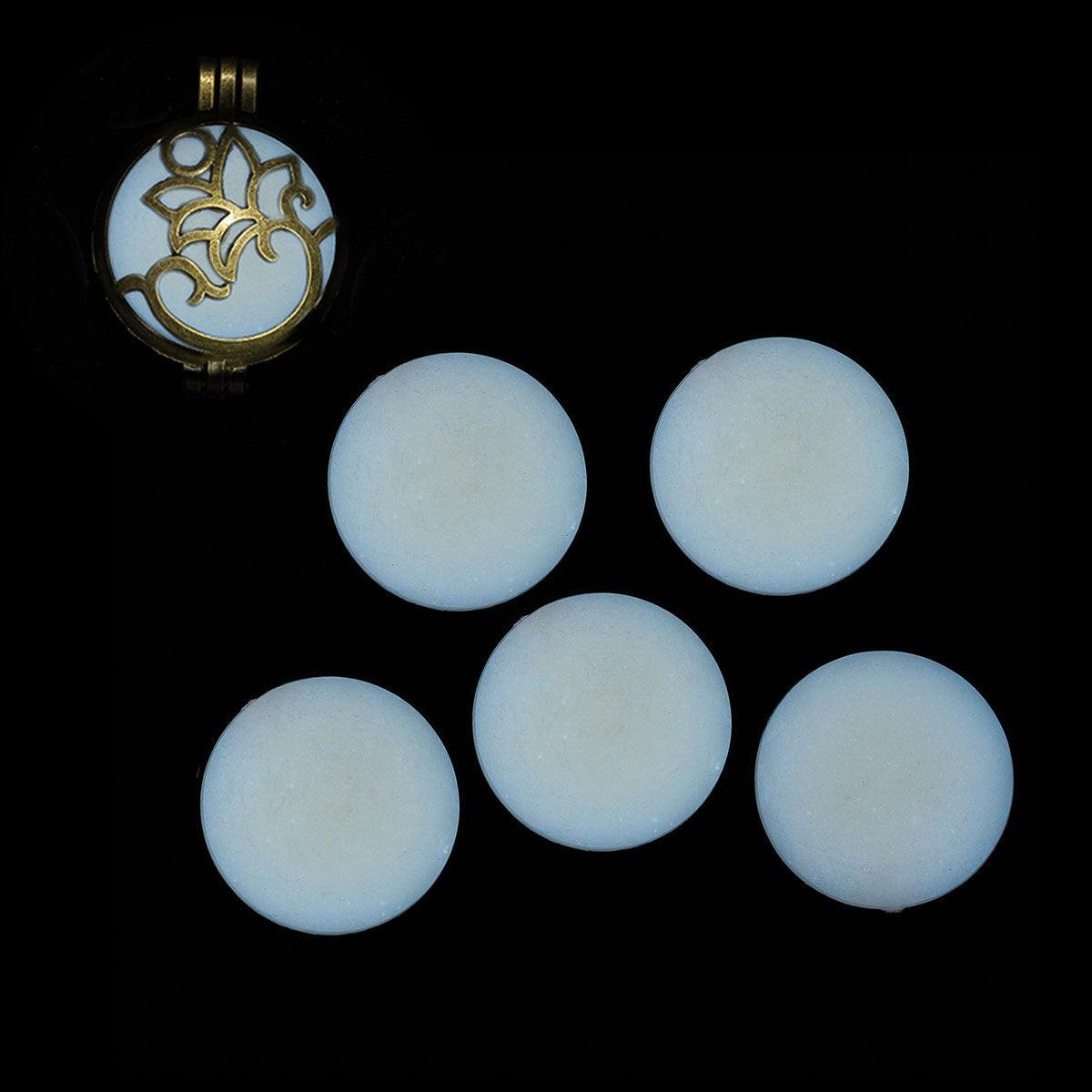 Picture of Acrylic White Glow In The Dark Dome Seals Cabochon Round Faceted 30mm(1 1/8") Dia, 5 PCs
