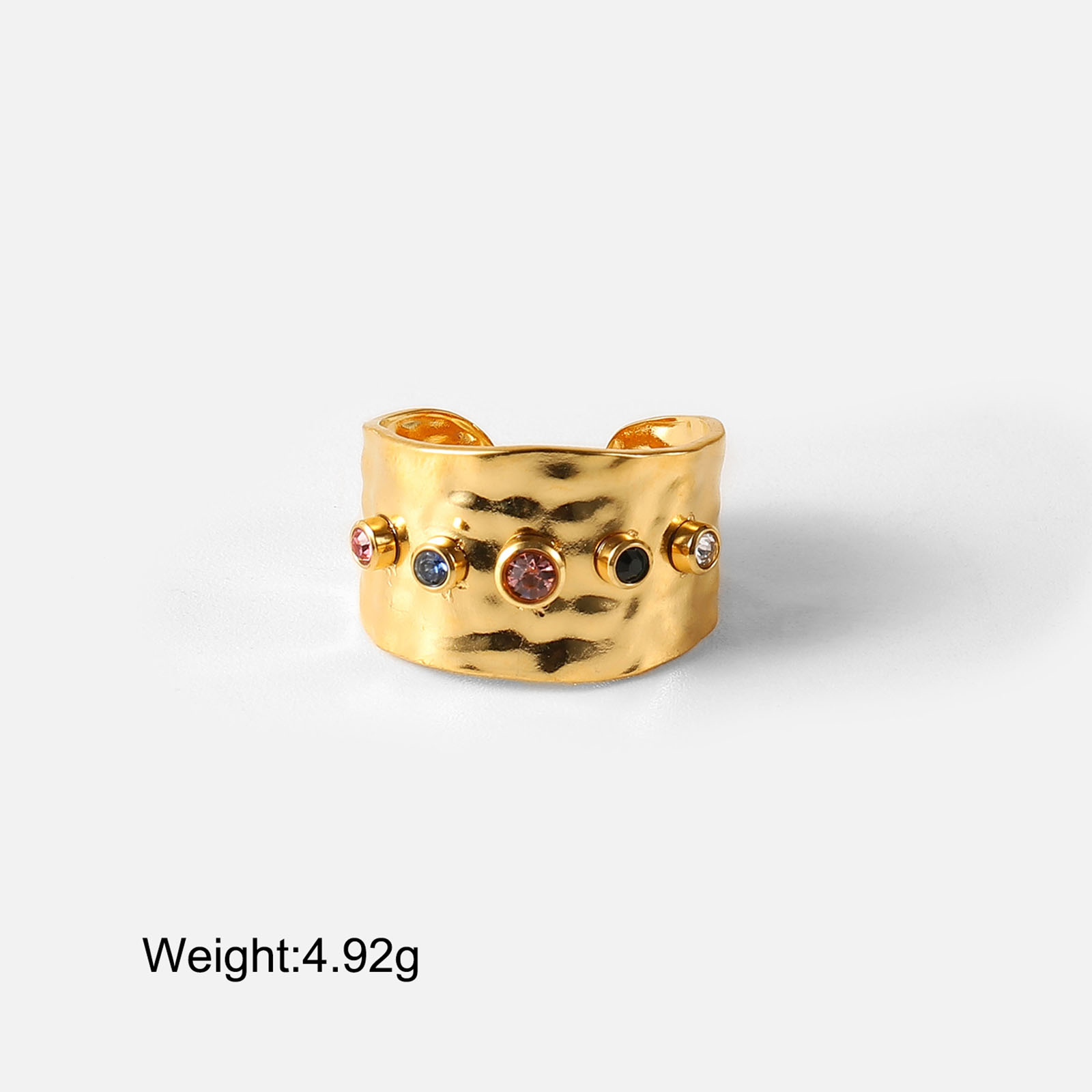 1 個 真空メッキ シンプルでカジュアル 素敵 K18リアルゴールドメッキ 多色 304ステンレス＆ジルコン オープン 幾何学 リング 指輪 女性のため の画像