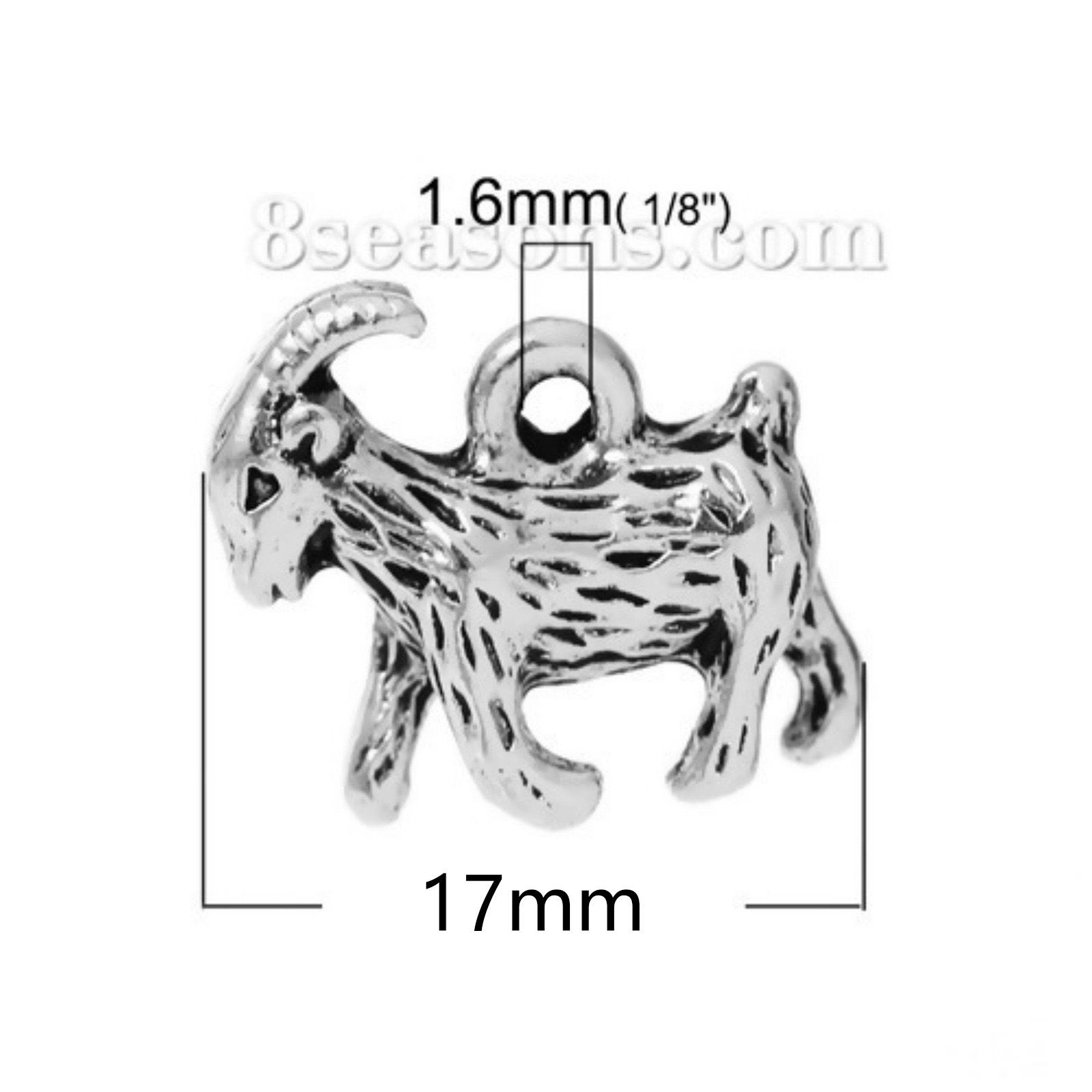 Picture of Zinc Based Alloy Easter Charms Goat Sheep Antique Silver Color 17mm( 5/8") x 13mm( 4/8"), 20 PCs