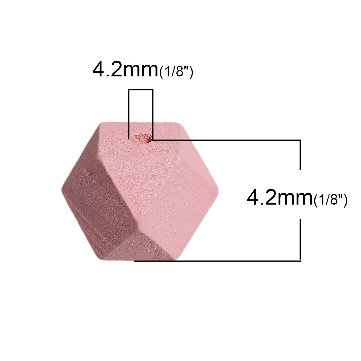 Picture of Natural Hinoki Wood Spacer Beads Polygon Pink Faceted About 20mm x 20mm, Hole: Approx 4.2mm, 20 PCs