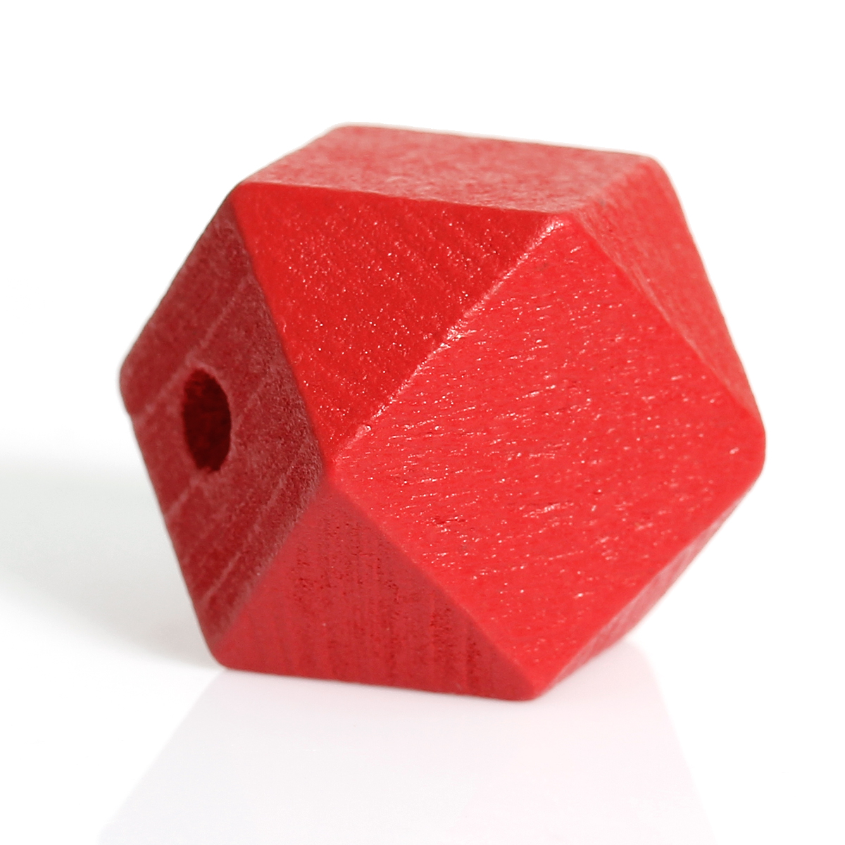 Picture of Natural Hinoki Wood Spacer Beads Polygon Red Faceted About 20mm x 20mm, Hole: Approx 4.2mm, 20 PCs