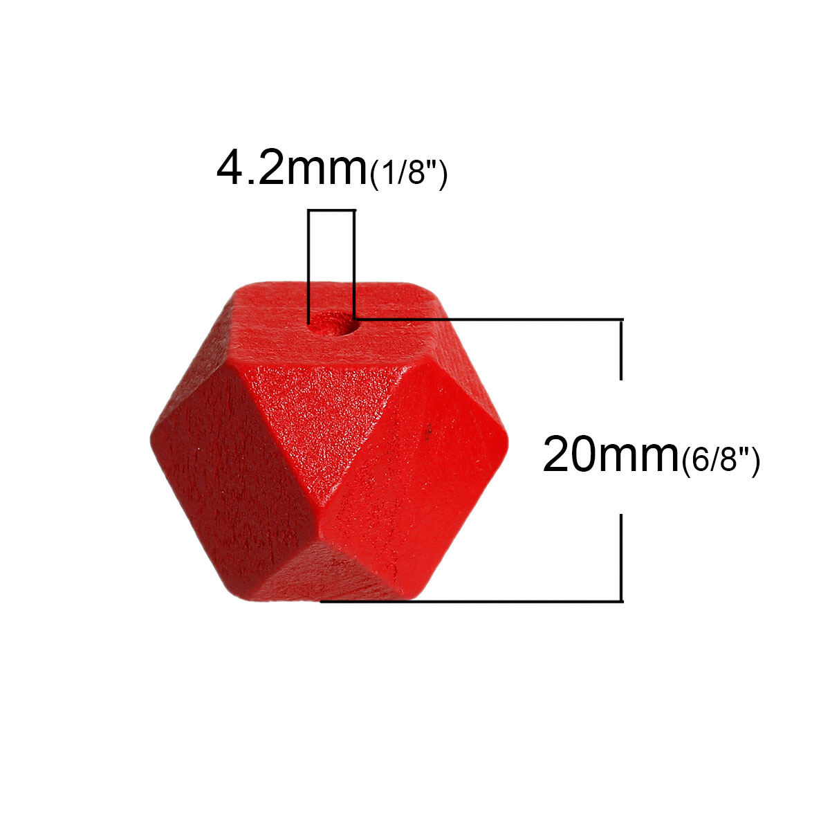 Picture of Natural Hinoki Wood Spacer Beads Polygon Red Faceted About 20mm x 20mm, Hole: Approx 4.2mm, 20 PCs