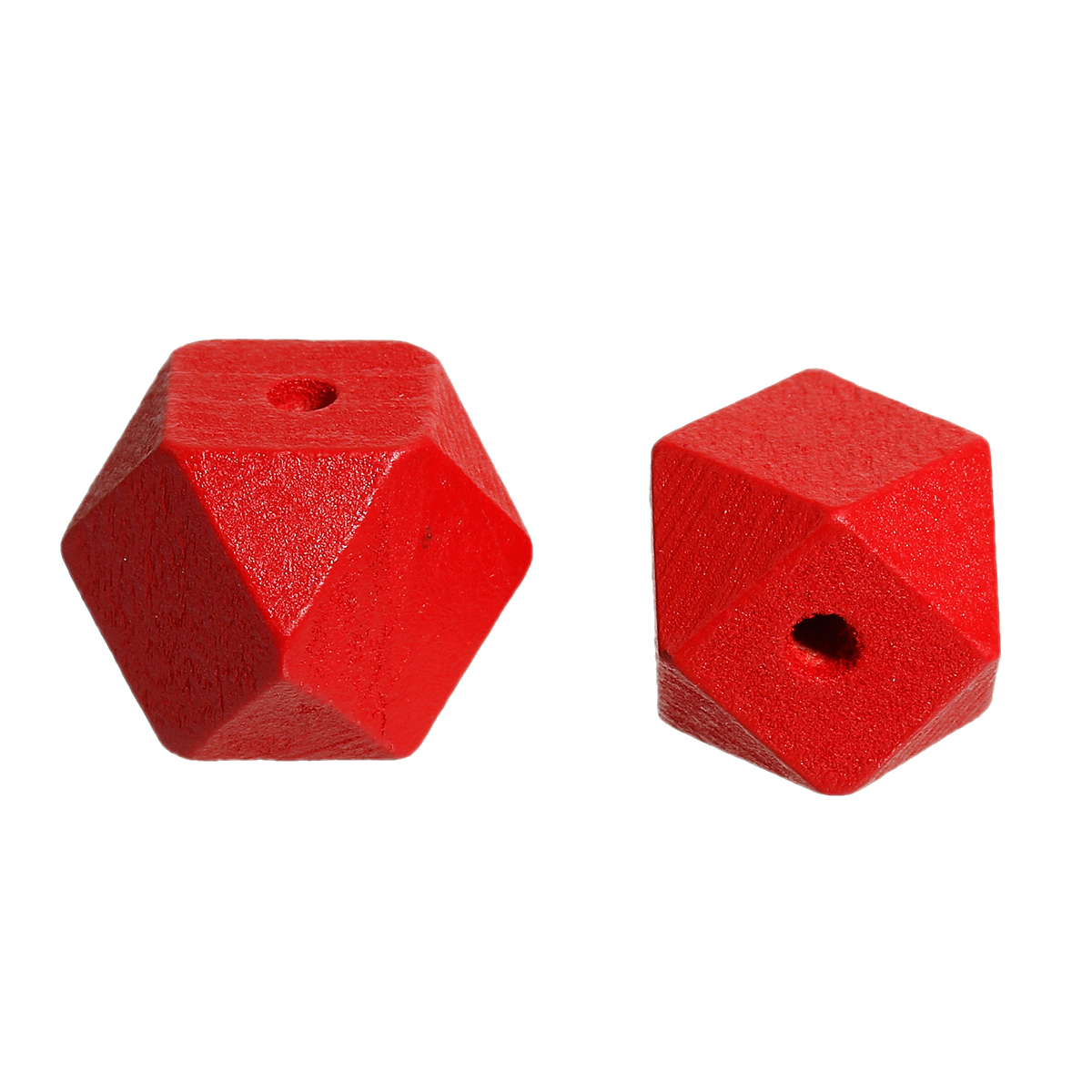 Picture of Natural Hinoki Wood Spacer Beads Polygon Red Faceted About 20mm x 20mm, Hole: Approx 4.2mm, 20 PCs