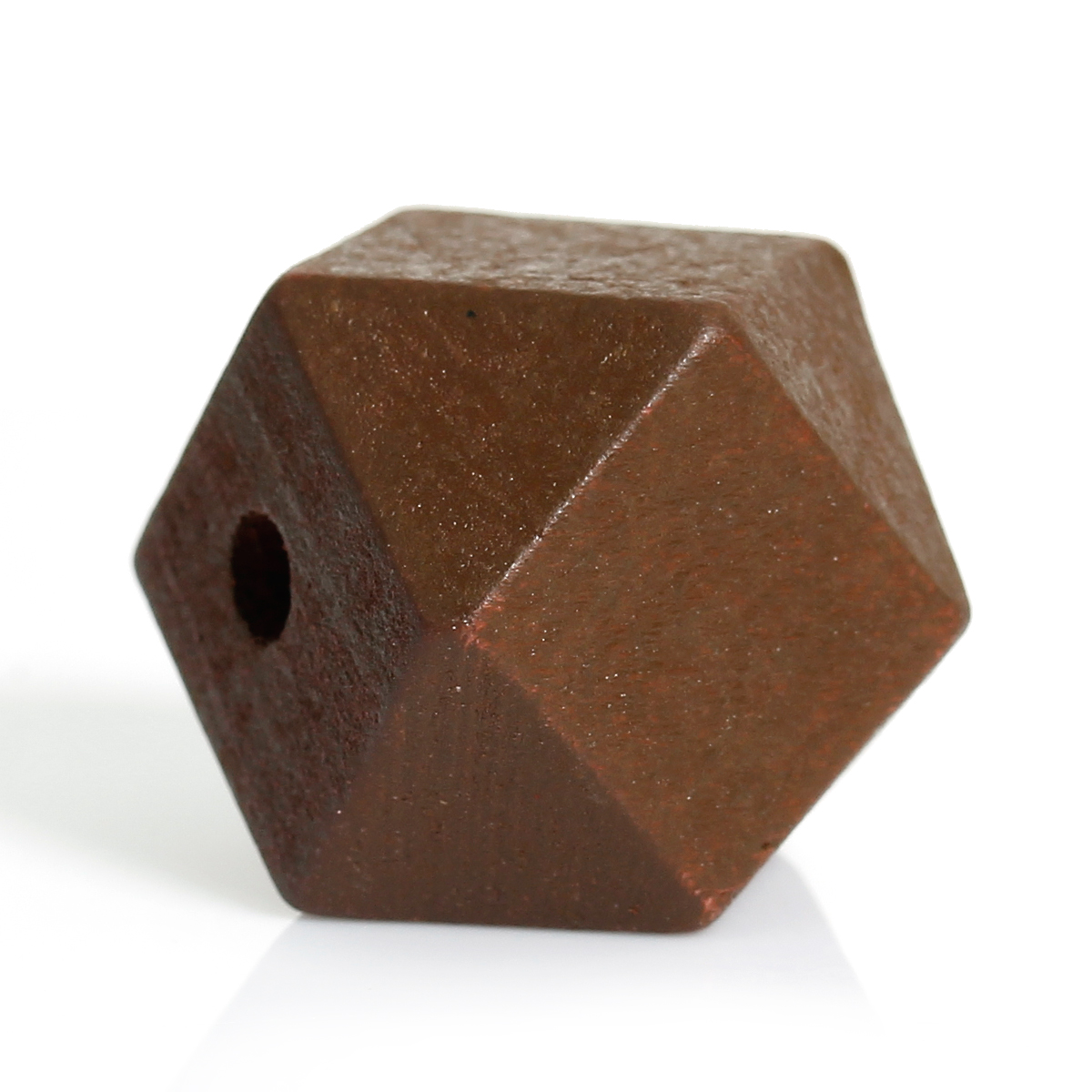 Picture of Natural Hinoki Wood Spacer Beads Polygon Coffee Faceted About 20mm x 20mm, Hole: Approx 4.2mm, 20 PCs