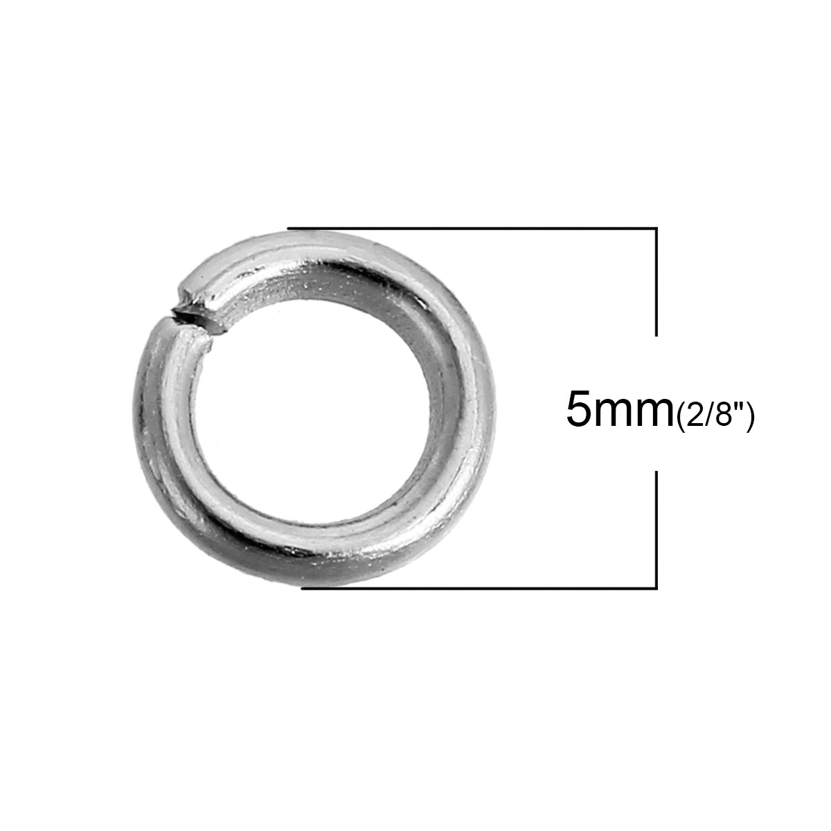Picture of 1000 PCs 5mm Dia., 1mm(18 gauge) Iron Based Alloy Open Jump Rings Findings For Jewelry Making Silver Tone Round
