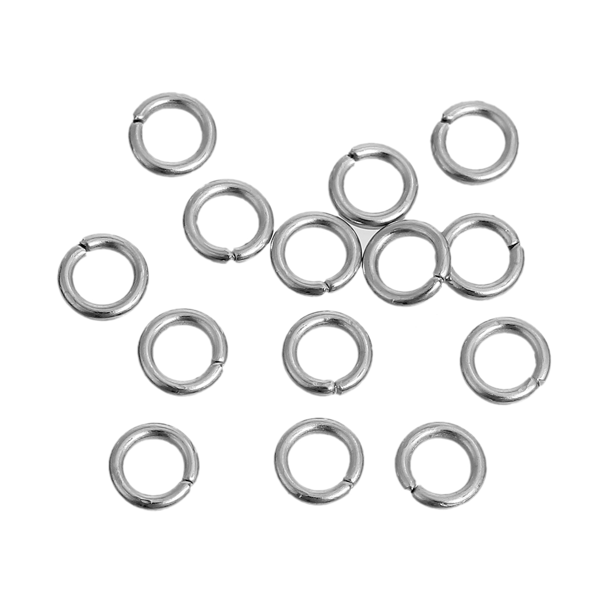 Picture of 1000 PCs 5mm Dia., 1mm(18 gauge) Iron Based Alloy Open Jump Rings Findings For Jewelry Making Silver Tone Round
