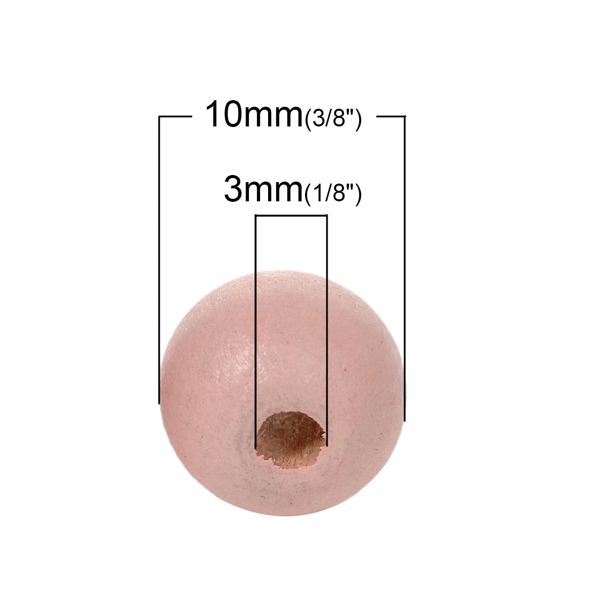 Picture of Natural Hinoki Wood Spacer Beads Round Light Pink About 10mm Dia, Hole: Approx 3mm, 300 PCs