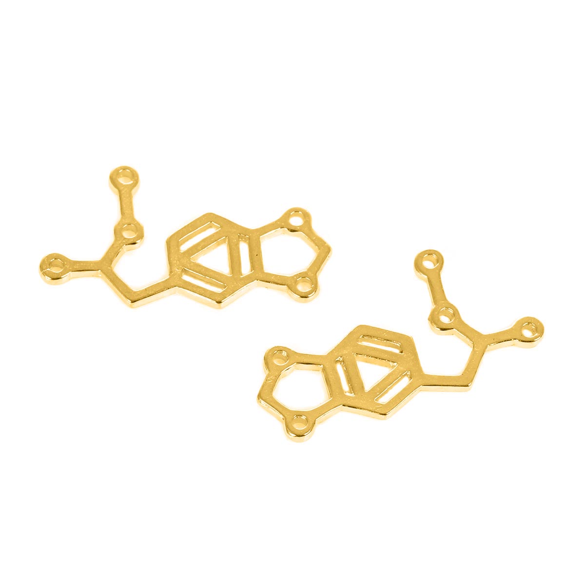 Picture of Zinc Based Alloy MDMA Molecule Chemistry Science Connectors Findings Gold Plated 31mm x 18mm, 10 PCs