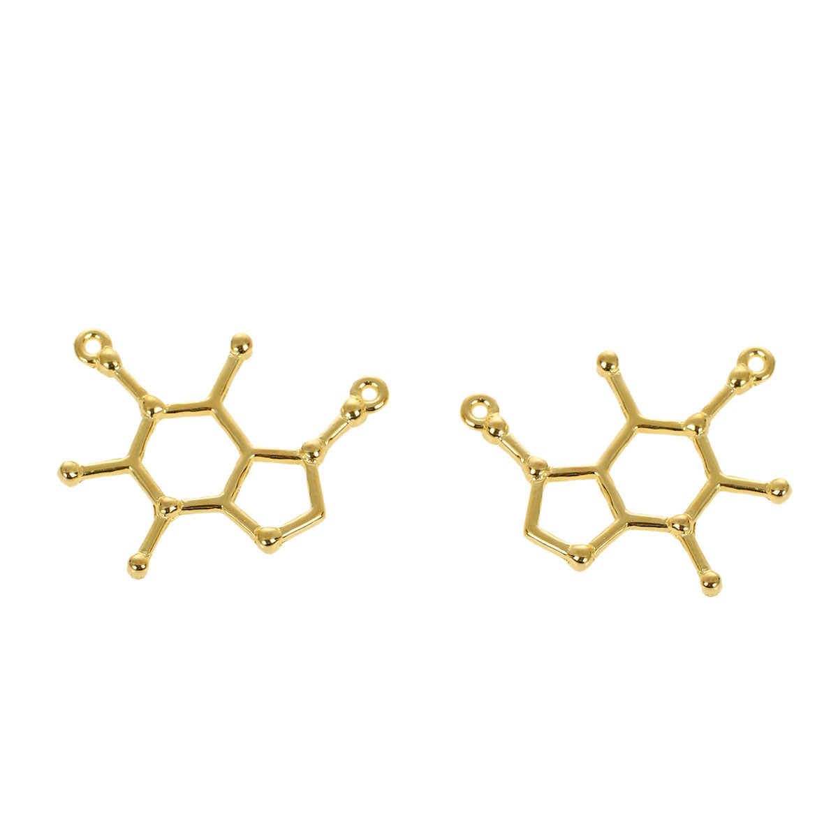 Picture of Zinc Based Alloy Caffeine Molecule Chemistry Science Connectors Findings Gold Plated 27mm x 23mm, 10 PCs