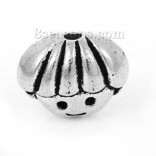 Picture of Zinc Based Alloy 3D Beads Boy Head Antique Silver Color About 12mm x 9mm, Hole: Approx 1.8mm, 30 PCs
