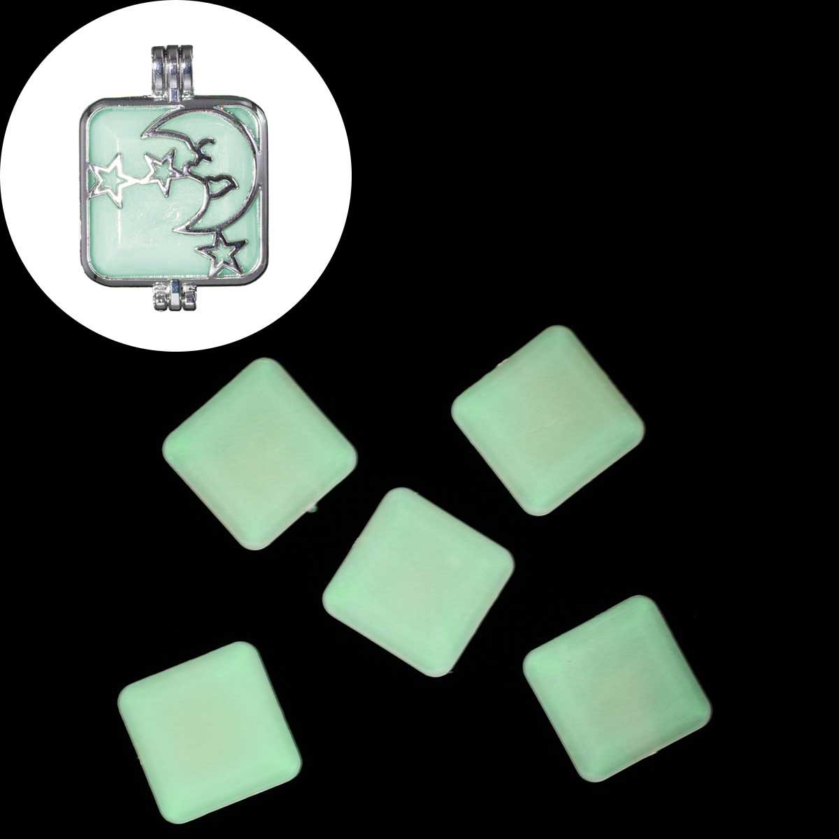 Picture of Acrylic Yellow Glow In The Dark Dome Seals Cabochon Square 26mm(1") x 26mm(1"), 1 Piece