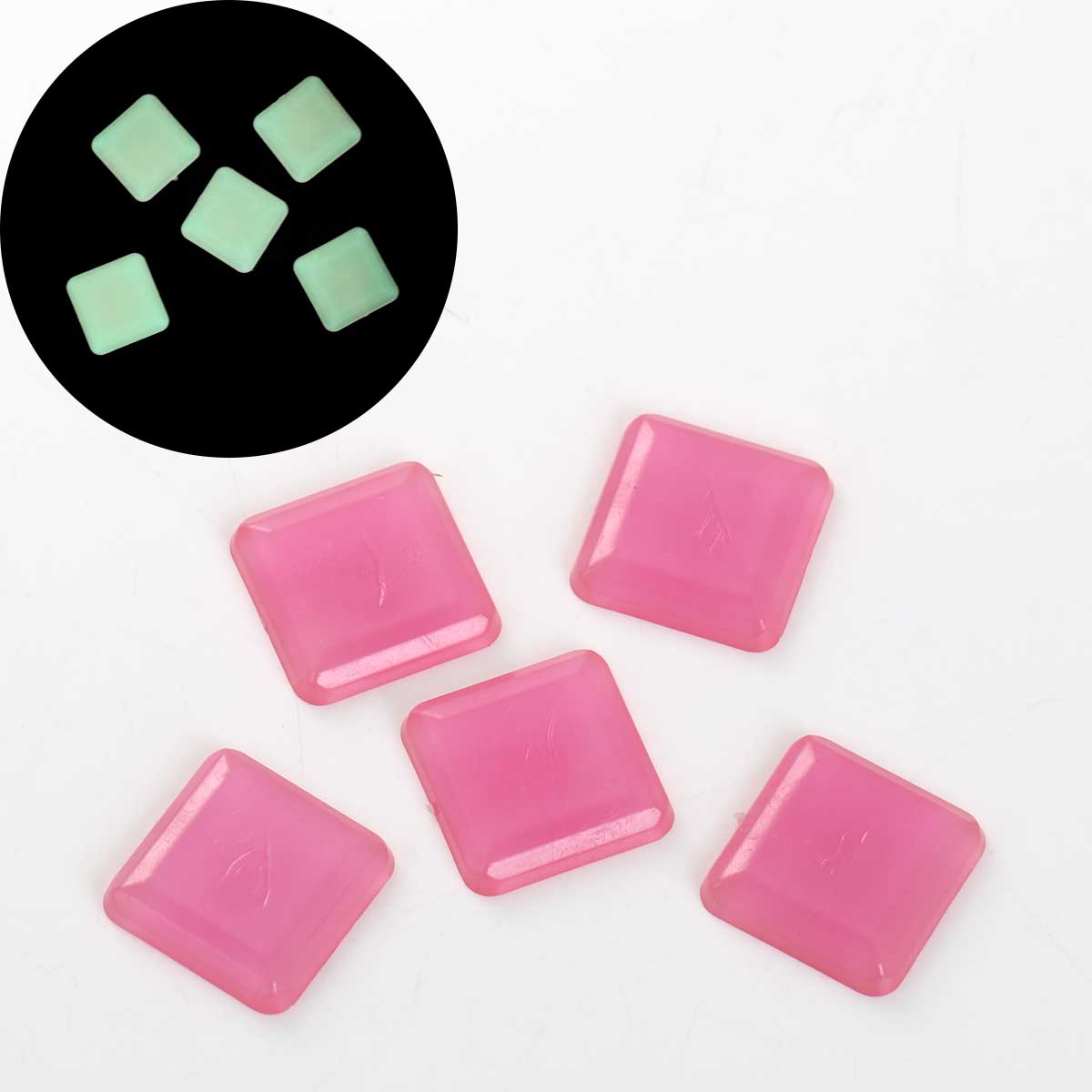 Picture of Acrylic Yellow Glow In The Dark Dome Seals Cabochon Square 26mm(1") x 26mm(1"), 1 Piece