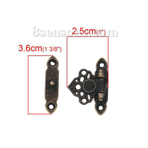 Bild von Eisenlegierung Kiste Schloss Bronzefarbe 36mm x 25mm 36mm x 9mm, 5 Sets
