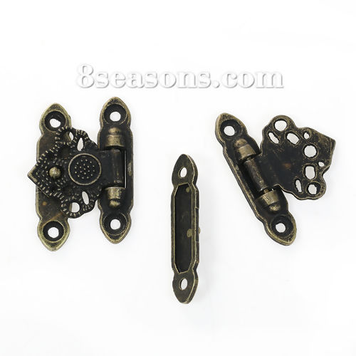Bild von Eisenlegierung Kiste Schloss Bronzefarbe 36mm x 25mm 36mm x 9mm, 5 Sets
