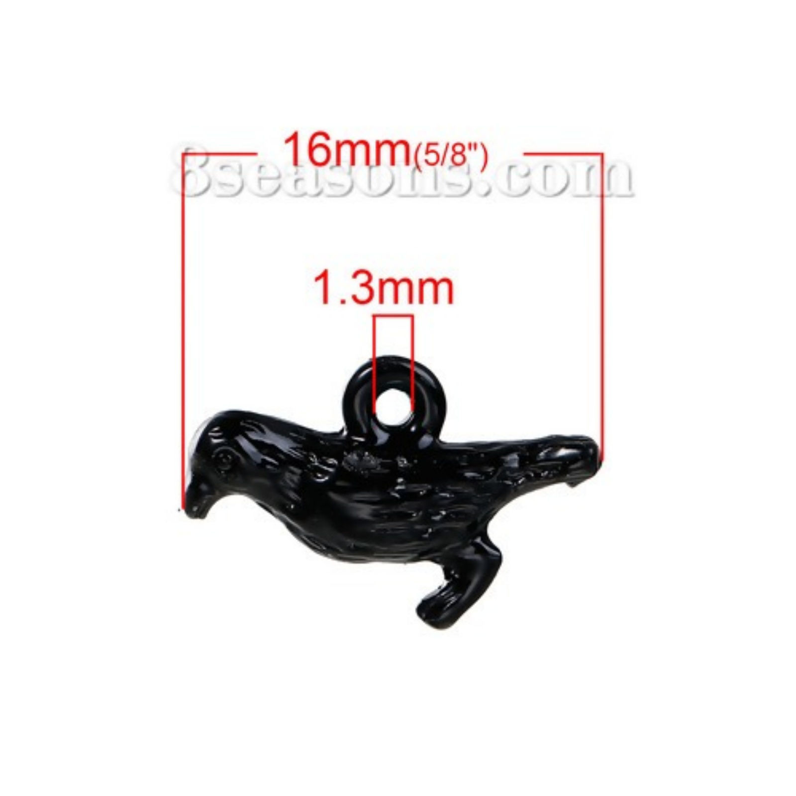 Picture of Zinc Based Alloy Halloween 3D Charms Crow Bird Black Enamel 16mm( 5/8") x 10mm( 3/8"), 10 PCs