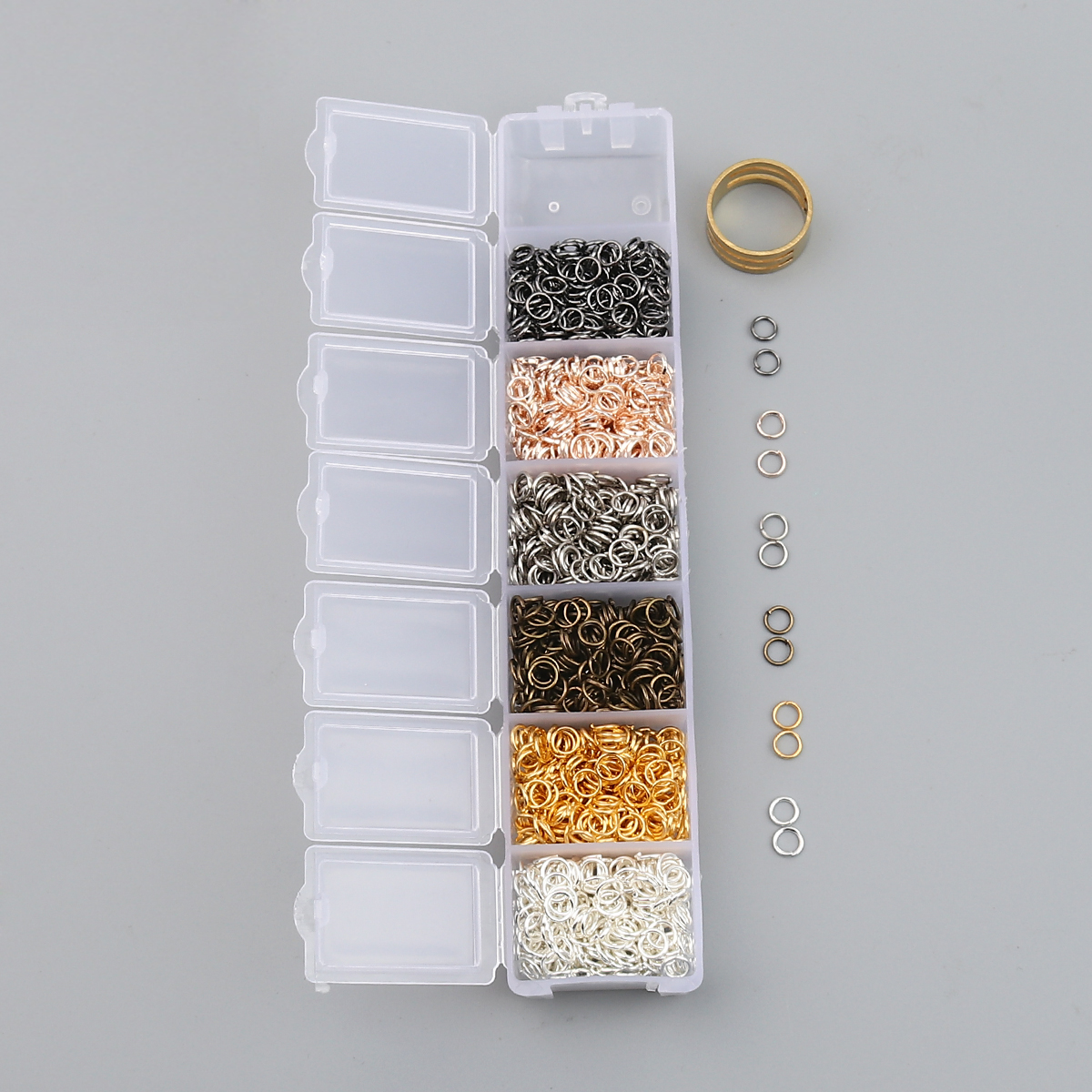 Picture of 7mm - 5mm Dia., Iron Based Alloy Open Jump Rings Findings For Jewelry Making Mixed Color Round