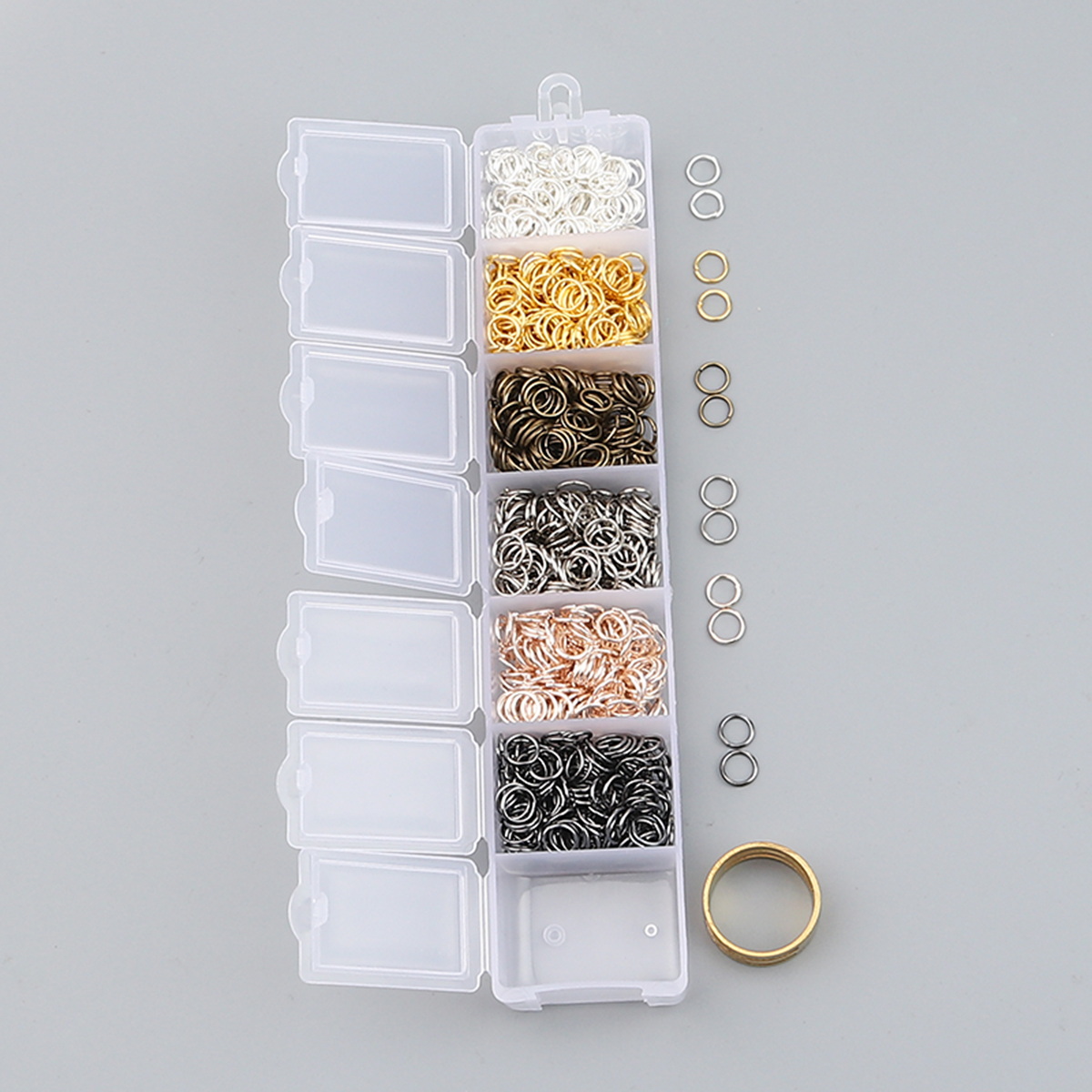 Picture of 7mm - 5mm Dia., Iron Based Alloy Open Jump Rings Findings For Jewelry Making Mixed Color Round