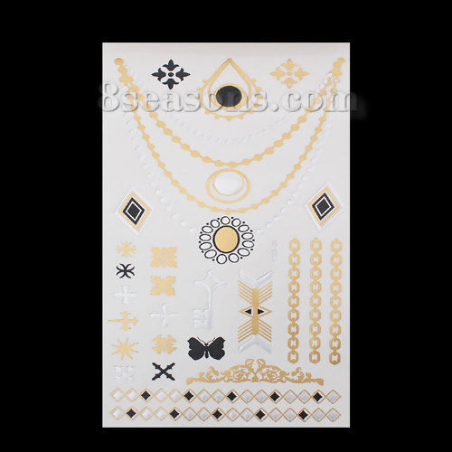 Bild von Temporäre Metallic Tattoos Aufkleber für Körper Wasserdicht Mit verschiedenen Muster 20.5cm x 10.5cm, 1 Blatt