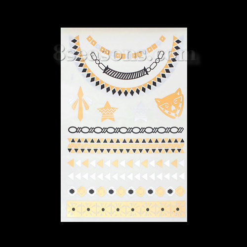 Bild von Temporäre Metallic Tattoos Aufkleber für Körper Wasserdicht Mit verschiedenen Muster 21cm x 15cm, 1 Blatt