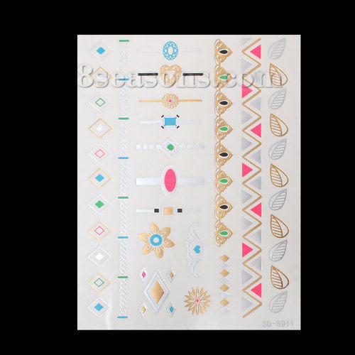 Bild von Temporäre Metallic Tattoos Aufkleber für Körper Wasserdicht Mit verschiedenen Muster 21cm x 15cm, 1 Blatt