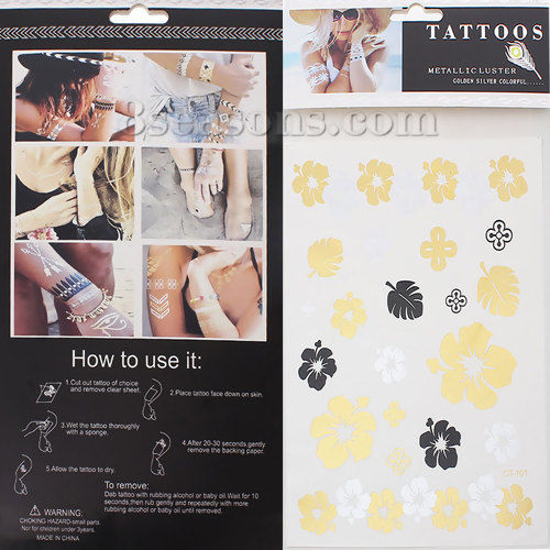 Bild von Temporäre Metallic Tattoos Aufkleber für Körper Wasserdicht Mit verschiedenen Muster 19.5cm x 14.2cm, 1 Blatt