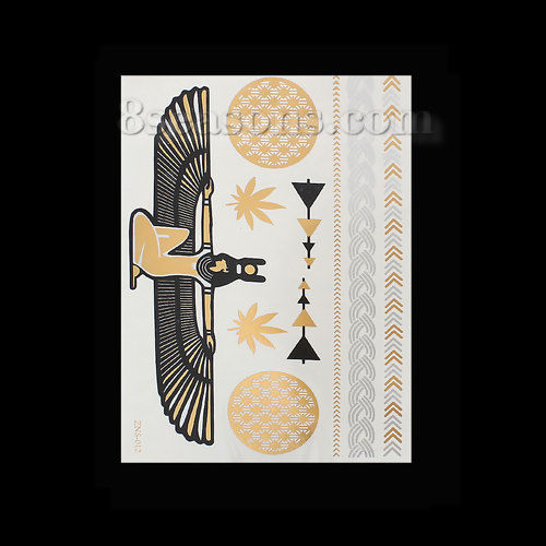 Bild von Temporäre Metallic Tattoos Aufkleber für Körper Wasserdicht Mit verschiedenen Muster 21cm x 14.5cm, 1 Blatt