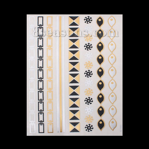 Bild von Temporäre Metallic Tattoos Aufkleber für Körper Wasserdicht Mit verschiedenen Muster 21cm x 15cm, 1 Blatt