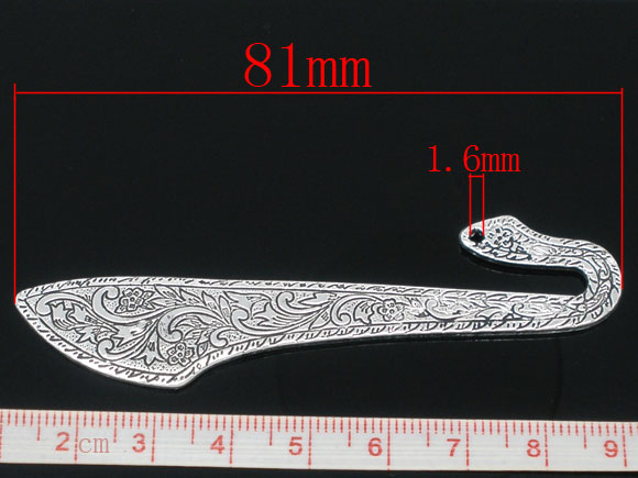 Picture of Zinc Based Alloy Bookmark Twist Antique Silver Color With Loop Carved Pattern 8.1cm, 5 PCs