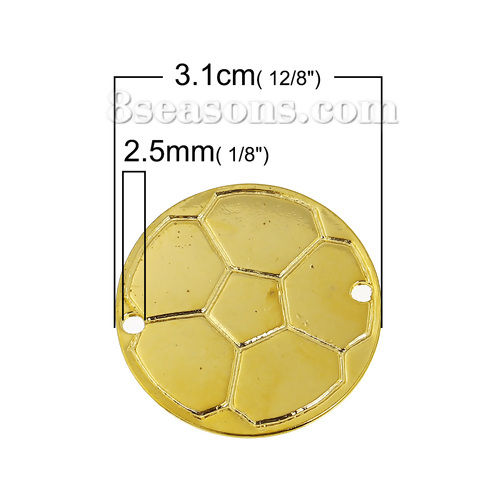 Picture of Zinc Based Alloy Football Connectors Findings Round Gold Plated 3.1cm Dia, 5 PCs