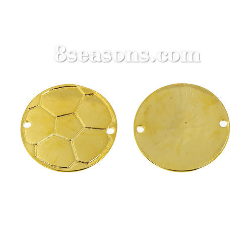 Picture of Zinc Based Alloy Football Connectors Findings Round Gold Plated 3.1cm Dia, 5 PCs