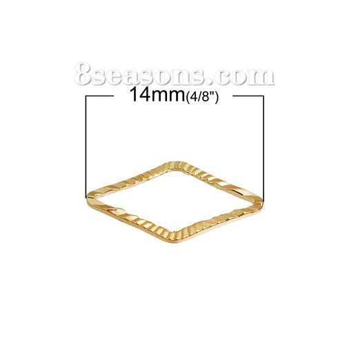 Изображение Латунь Рамки для бусин Ромб Позолоченный 14мм x 7мм, 50 ШТ