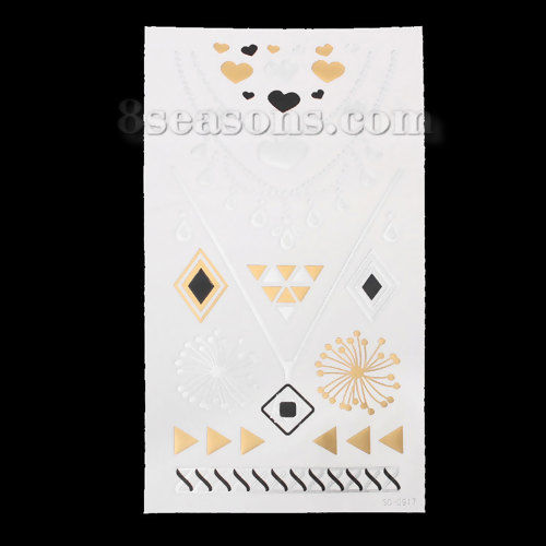 Bild von Temporäre Metallic Tattoos Aufkleber für Körper Wasserdicht Bunt Mit verschiedenen Muster 20.5cm x 10.5cm, 1 Blatt