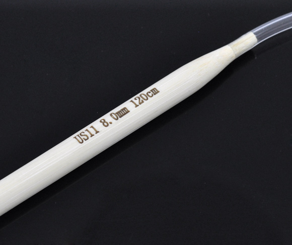 Picture of (US11 8.0mm) Bamboo Circular Knitting Needles Natural 120cm(47 2/8") long, 1 Pair